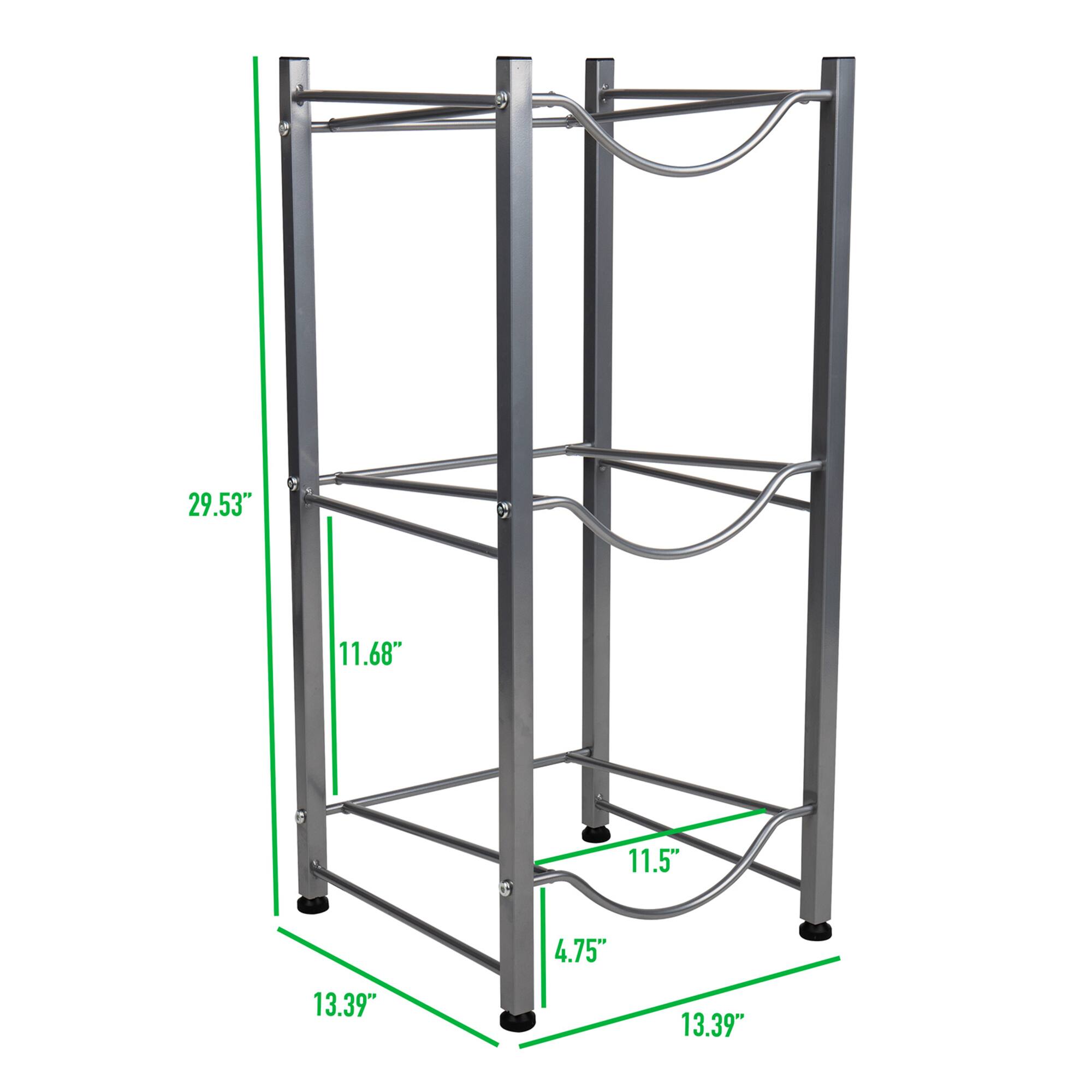 Mind Reader Silver 5-Gallon Water Bottle Jug Storage Rack